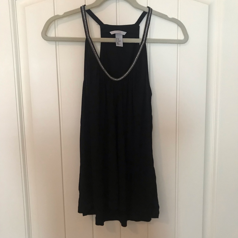 H&M black racerback top with jewel detail XS